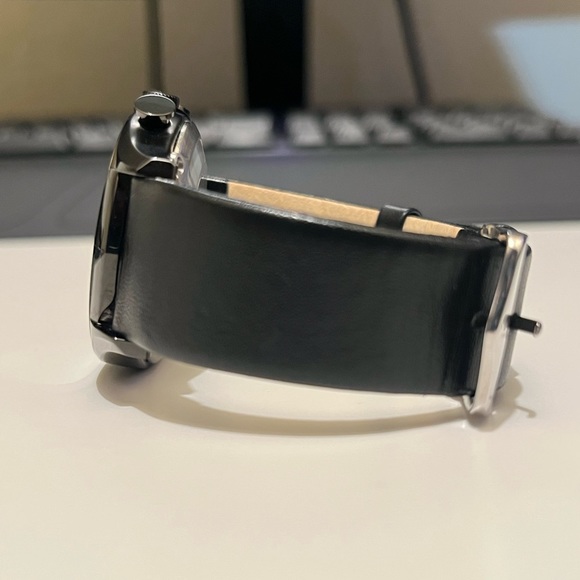 Veldt Mens hybrid Black Quartz Watch Leather Strap - Picture 11 of 11